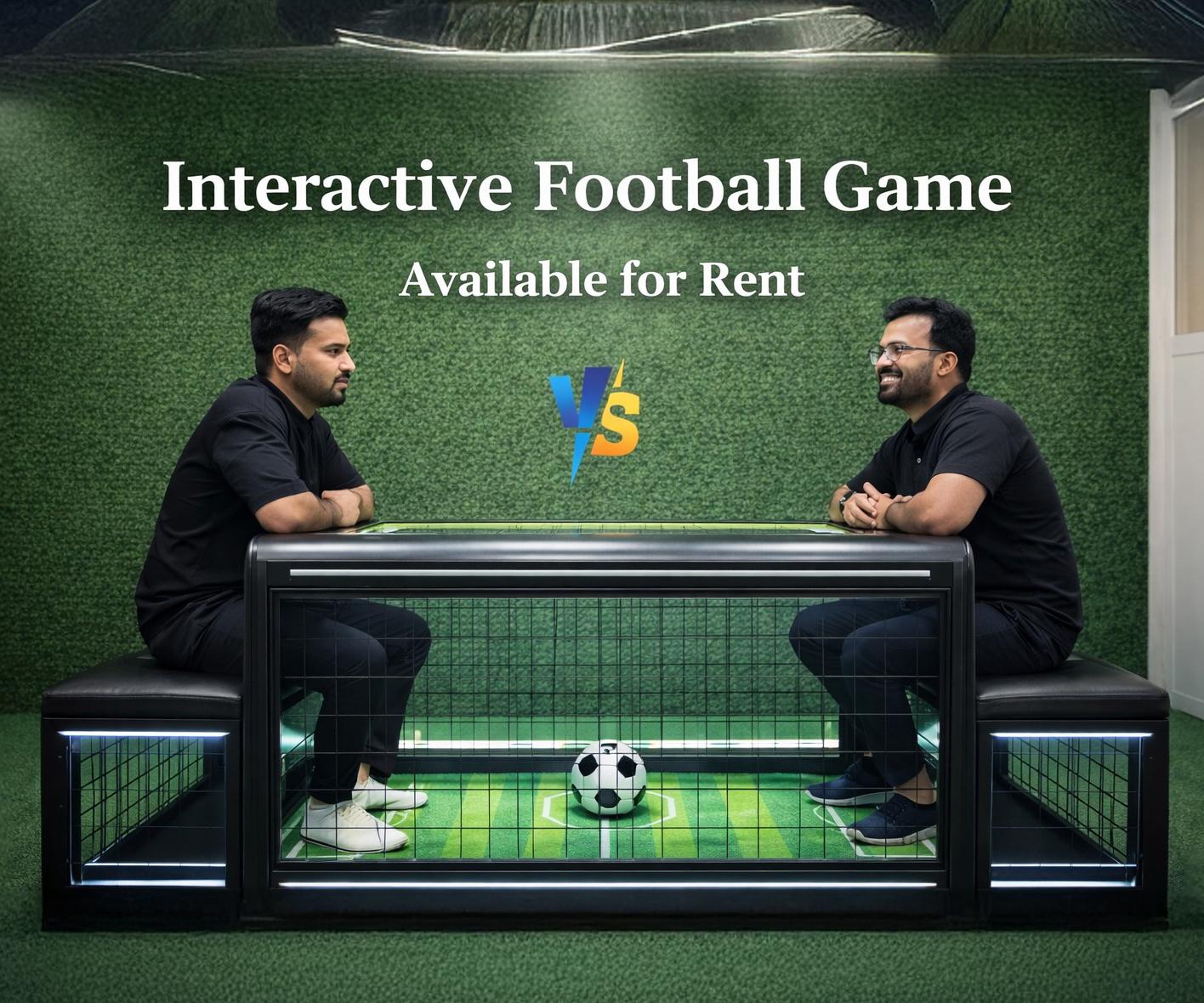 Interactive Football Table for event rentals in Dubai, featuring digital scoring and sleek design for corporate parties, fan zones, and arcade game entertainment.